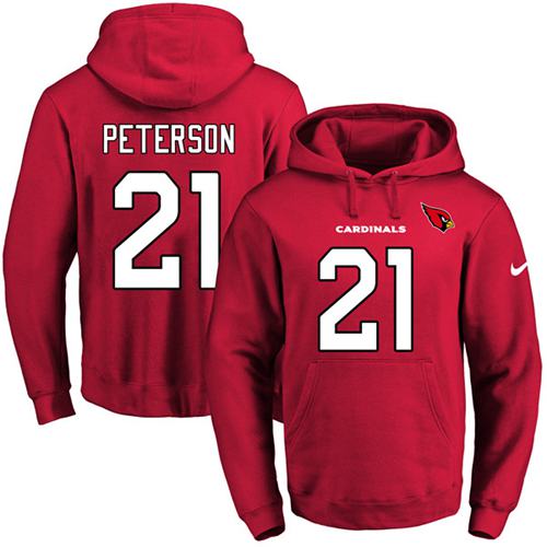 Nike Cardinals #21 Patrick Peterson Red Name & Number Pullover NFL Hoodie